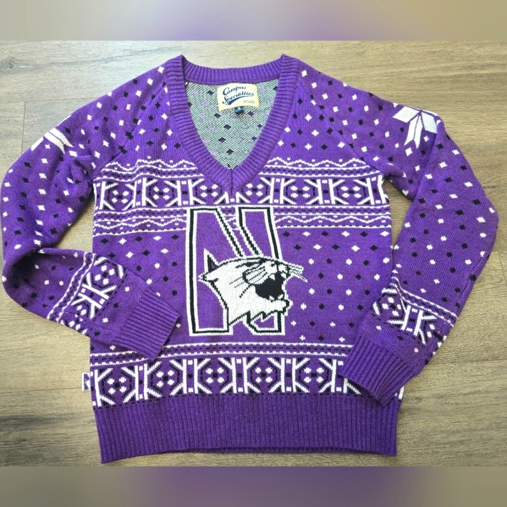 Campus Specialties RARE Northwestern Wildcats Christmas Sweater Ladies Medium